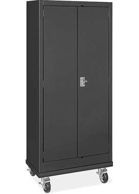 Mobile Slim Storage Cabinet - 30 X 15 X 72", Black - ULINE - H-10698BL