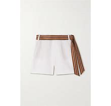 Loro Piana Antigua Belted Linen Shorts - Women - White Shorts - M