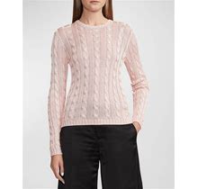 Ralph Lauren Collection Cable High-Shine Silk Sweater, Pink, Crstl Rose, Women's, M, Sweaters Cable-Knit Sweaters