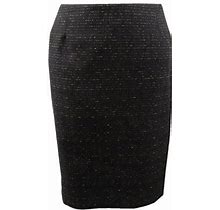 Kasper Women's Metallic Tweed Pencil Skirt (16, Black/Gold)