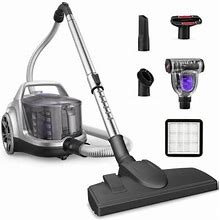 MANLAY Bagless Canister Vacuum In Gray/Indigo | 17.2 H X 12 W X 9.5 D In | Wayfair 67D38df26e19a6e8b71679d18f034423
