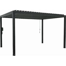 Backyard Discovery Sarasota 14-Ft W X 10-Ft L X 8-Ft 2-In H Black Metal Freestanding Pergola With Canopy | 2305052COM