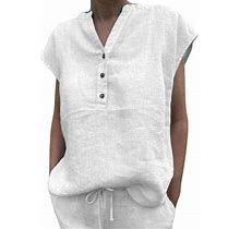 Nechology Womens Blouses Button Down Dress For Women Women's Blouse Tops Loose V Neck 3/4 Bell Sleeve Shirt