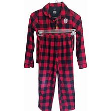 Carters 2 Pc Pajamas PJ's Red, Black Checked With Santa Patch Kids Size 7