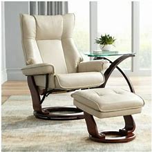 Benchmaster Stucco Swivel Ottoman Faux Leather Recliner Chair Modern Armchair Ergonomic Push Manual Reclining Bedroom Living Room