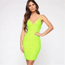Fashion Nova Dresses | Fashion Nova Social Standard Ruched Midi Dress | Color: Green | Size: S
