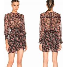 Isabel Marant Dresses | Isabel Marant Etoile Jirvina Floral Long Sleeve Mini Dress | Color: Black/Pink | Size: 8