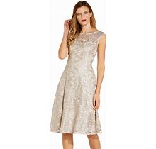 Adrianna Papell Women's Embroidered Midi Cocktail Dress