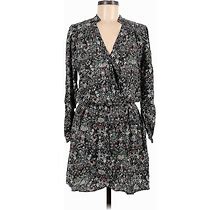 Zadig & Voltaire Casual Dress - Mini V-Neck 3/4 Sleeves: Black Floral Dresses - Women's Size Medium