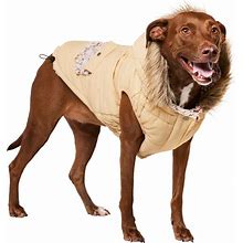 Frisco Heavy Weight Matte Quilted Dog & Cat Parka With Cozy Fleece Lining, Tan, X-Large