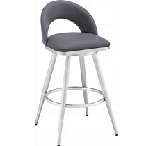 Charlotte 26" Swivel Counter Stool In Brushed Stainless Steel And Gray Faux Leather - Armen Living LCCHBABSSLGRY26