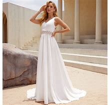 JJ's House Wedding Dress Bridal Dress Ivory Sleeveless Long V-Neck Ball-Gown Princess Chiffon 2024