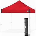 E-Z UP Vantage Instant Shelter Canopy, 10' X 10', White Powder-Coated Steel Frame With Wide-Trax Roller Bag & 4 Piece Spike Set, Punch