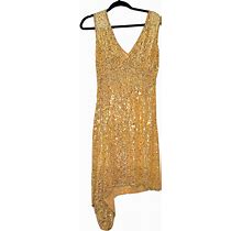 A Beautiful & Elegant AS U WISH Women Golden Sequin Party Dress. Knee Length