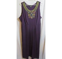 Diva Merlot Purple Long Dress Multi Beaded Neckline Empire Sleeveless