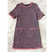 Chanel Pink & Blue Tweed Knit Dress - Sz 40