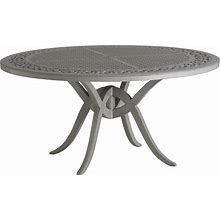 Tommy Bahama Furniture: Outdoor Tommy Bahama Furniture: Silver Sands Modern Grey Aluminum Round Outdoor Dining Table - | Kathy Kuo Home