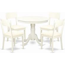 Pemberly Row Antique 5-Piece Traditional Wood Dining Set In Linen White - PR-4753-2376660