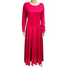 Body Wrappers Basic Full Length Long Sleeve Red Dress. Great For