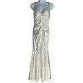 $250 Xscape Women's Ivory Embellished Ruched Mermaid Gown Dress Size