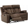 Axel Contemporary Microfiber Recliner Loveseat, Brown, Loveseats, By Luxuriant Furniture
