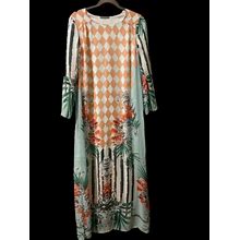 Poplook Boho M Maxi Dress Colorful Long Sleeves Geometric Floral
