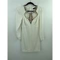 Venus Dresses | Venus 12 Sheath Dress Beaded Jeweled Collar B25-09 Cut Out White Long Sleeve | Color: White | Size: 12
