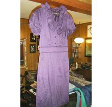 The Limited Deep Purple Button Top Ruffled Neck Line Dress Size 0