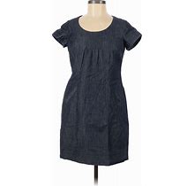 Boden Casual Dress - Sheath Scoop Neck Short Sleeves: Blue Print Dresses - Women's Size 4 Petite