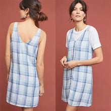 Anthropologie Dresses | Cloth & Stone Blue Plaid V-Neck Dress | Color: Blue | Size: M