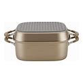 Anolon Advanced Home Hard-Anodized Nonstick Two Step Meal Set, 7-Qt. Roaster And An 11" Deep Square Grill Pan - Bronze