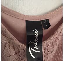 Cold Shoulder Lace Dress Knee Length In Soft Pink. | Color: Pink | Size: L