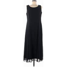 Danny & Nicole Casual Dress - Midi Crew Neck Sleeveless: Black Solid Dresses - Women's Size 8