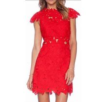 Women's Lace Cocktail Dress Small Red Brand Designer Sheath Dress