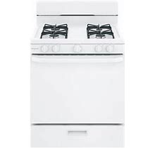 Hotpoint RGBS300DMWW 30 Freestanding Gas Range W/ Oven Capacity Porcelain Upswept Cooktop Heavy Steel Grate - 4.8 Cu Ft