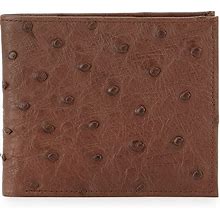 Abas Ostrich Bi-Fold Wallet, Brown, Men's, Small Leather Goods Billfolds Bifold Trifold Wallets