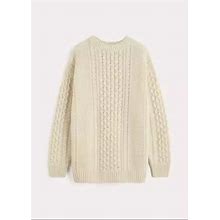 Toteme Women's Cream Wool Crewneck Chunky Cable-Knit