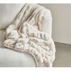 Faux Fur Ruched Throw Blanket, 50 X 60", Ivory | Pottery Barn