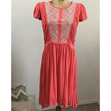 Mina Uk Dresses | Mina Uk Dress Sz L Fit & Flare Short Sleeve | Color: Orange/Pink | Size: L