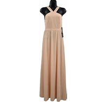Lulus Women's Air Of Romance Sleeveless Peach Chiffon Maxi Dress Size