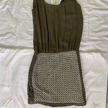 Zara Dresses | Zara Dress With Beaded Detail | Color: Green/Silver | Size: Xs