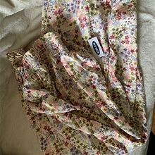 Old Navy Long Flower Skirt, Flowy, Large, Tall | Color: Cream/Red/White | Size: 8