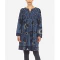 White Mark Women's Paisley Flower Embroidered Sweater Dress - Blue Flower - Size Small