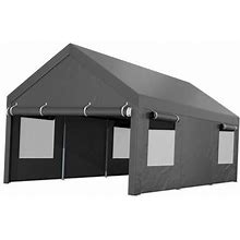 Heavy Duty Carport, Portable Garage With Removable Sidewalls, 10x20ft Gray