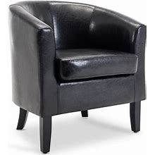 Modern Club Chair Barrel Design, Black, Arm Chairs, By Belleze