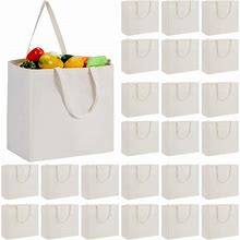 Paterr 24 Pcs Canvas Tote Bags 15.75 X 14.96 Inches Tote Present Bag Reusable Blank Tote Bulk Washable Grocery Bags With Handles For Teacher Mom