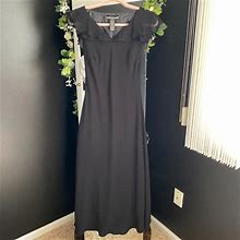 Jones Wear Dresses | Formal Black Maxi Flowy Cap Sleeve V-Neck Dress | Color: Black | Size: 6