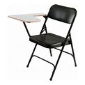 National Public Seating 5210R Black Steel Premium Folding Chair With Right Gray Tablet Arm