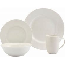 Tabletops Gallery White Porcelain 16-Piece Dinnerware Set