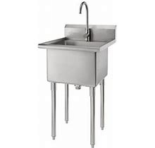 TRINITY 21.5 in. X 24 in. X 49.2 in. Stainless Steel Utility Sink With Faucet